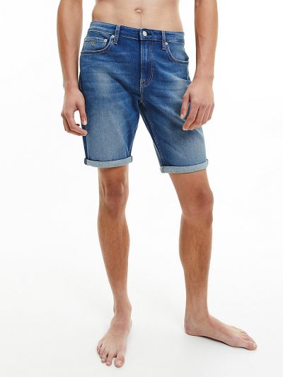 Calvin Klein Ruhák HU557218 | Calvin Klein Recycled Cotton Férfi Farmer Rövidnadrág Sötét Kék